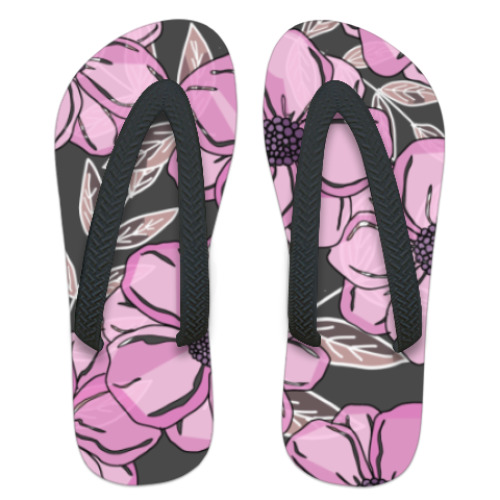 Шлепанцы (сланцы) с принтом Нежные цветы