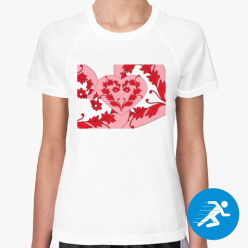 Женская спортивная футболка Цветочный узор с сердечком