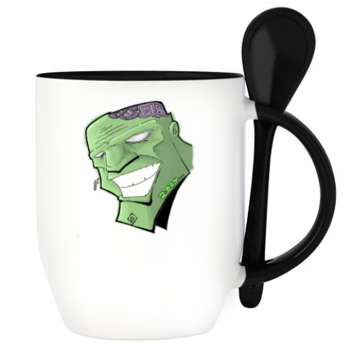 Кружка с ложкой с принтом Zombie