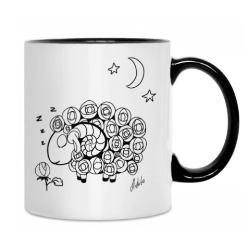 Кружка с принтом Барашек день и ночь