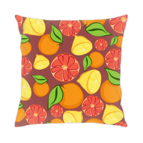 Подушка с принтом Цитрусовый взрыв