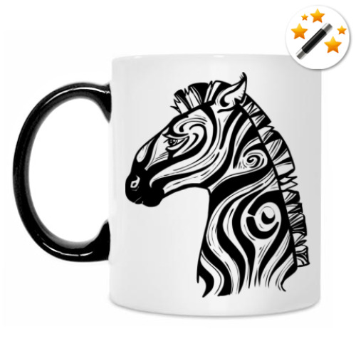 Кружка-хамелеон с принтом Зебра