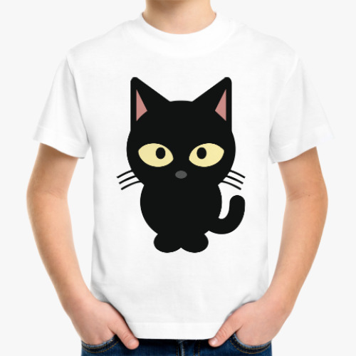 Детская футболка Черный Котик