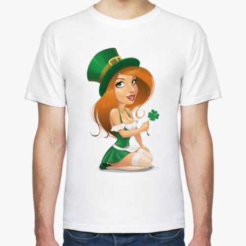 Футболка с принтом Девушка с Клевером