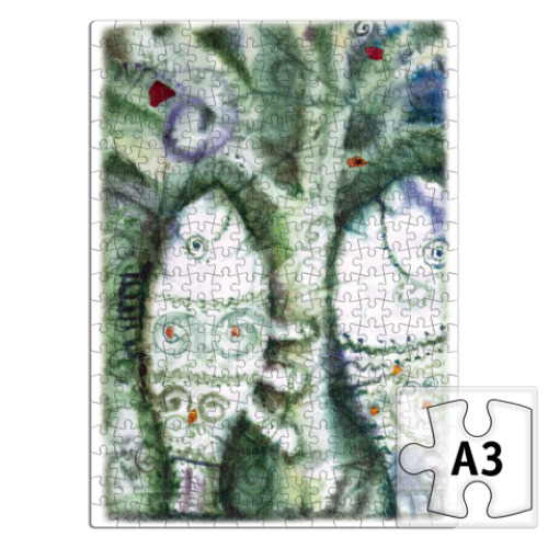 Пазл с принтом Рыбы и дерево