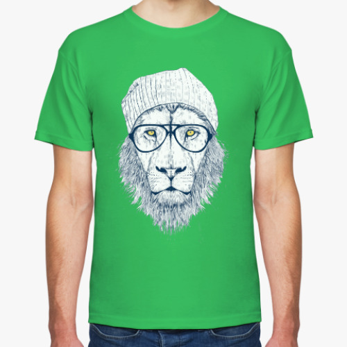 Футболка с принтом Крутой лев хипстер