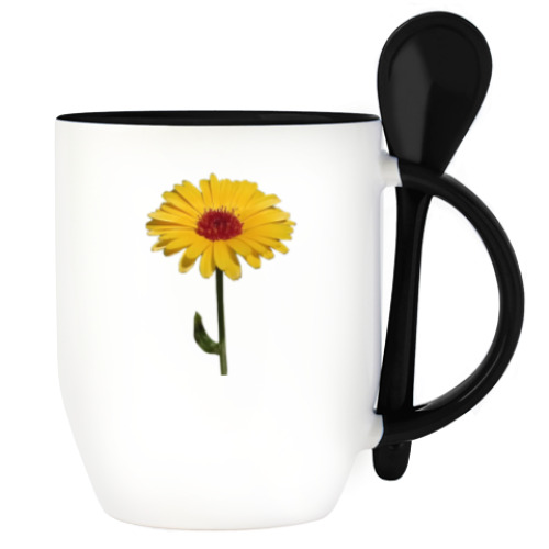 Кружка с ложкой Цветочек