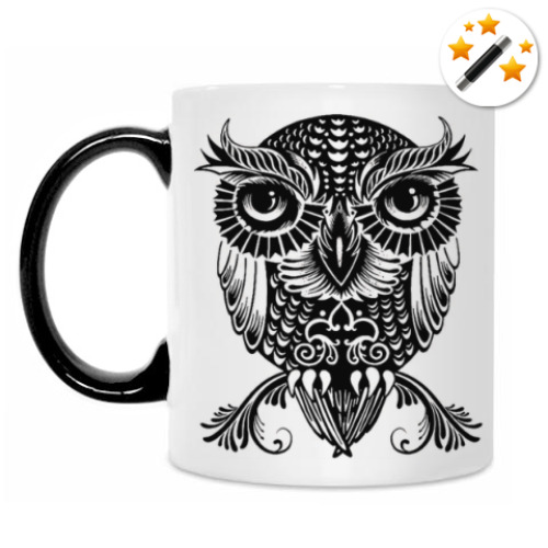 Кружка-хамелеон с принтом Совы. Совушки. Owl. Owls.