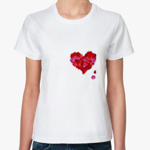 Классическая футболка Cердце из лепестков роз