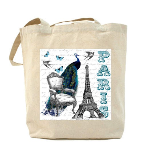 Сумка шоппер с принтом PARIS
