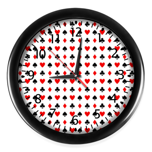 Настенные часы с принтом Игральные карточные масти. Стиль Казино