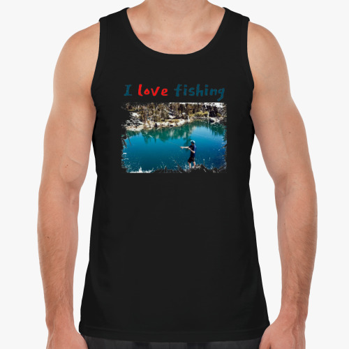 Майка с принтом Я люблю рыбалку