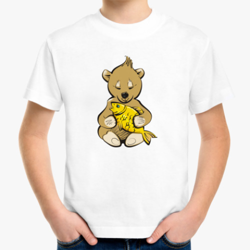 Детская футболка с принтом мишка на севере