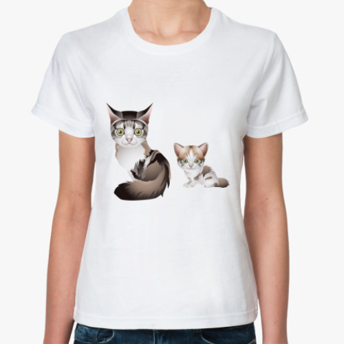 Классическая футболка Кошка и котёнок