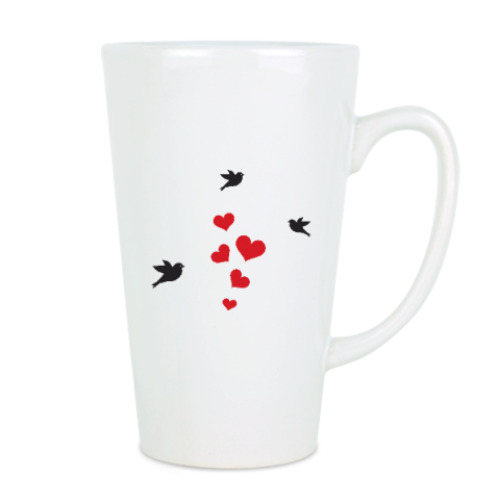 Чашка Латте с принтом Кот и сердце