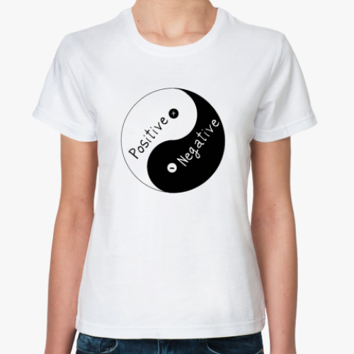 Классическая футболка с принтом Positive/Negatve