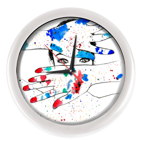 Настенные часы девушка в краске