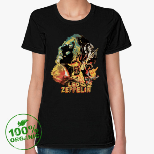 Женская футболка из органик-хлопка Led Zeppelin хард-рок группа