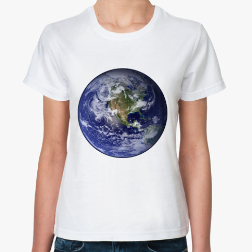 Классическая футболка с принтом  'Земля'