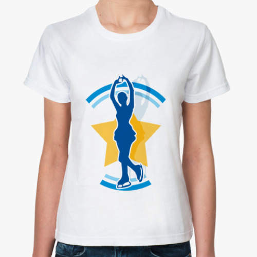 Классическая футболка с принтом Фигуристка