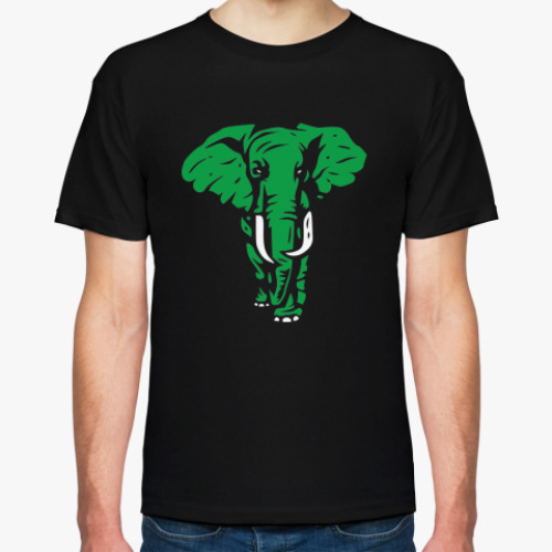 Футболка с принтом  Зеленый Слоник