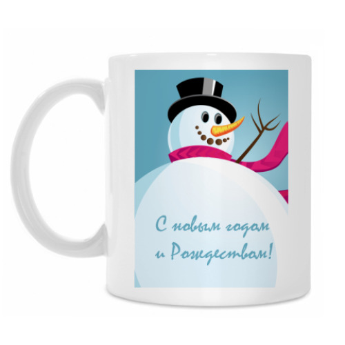 Кружка с принтом Снеговик