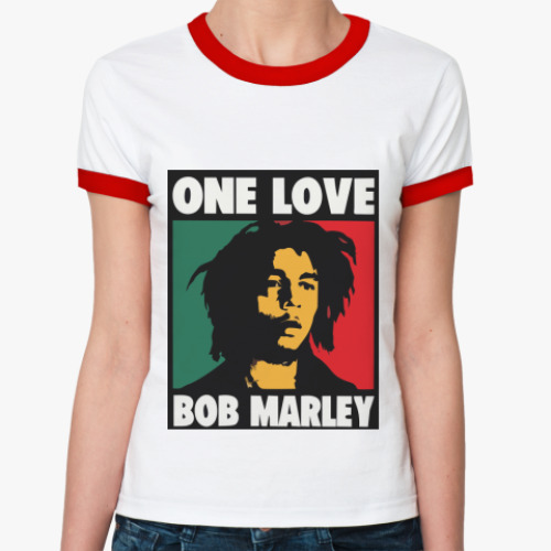Женская футболка Ringer-T Боб Марли (Bob Marley)