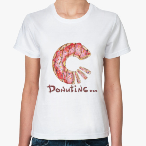 Классическая футболка сладкая иллюстрация с пончиком