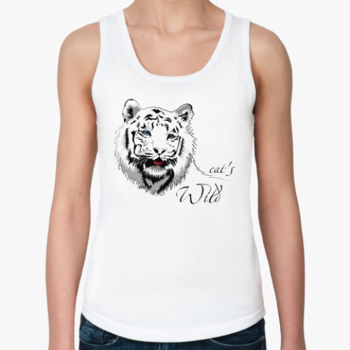 Женская майка с принтом  Wild cat's с тигром