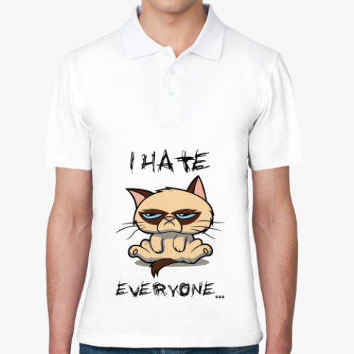 Рубашка поло с принтом Недовольный кот ( Grumpy cat )