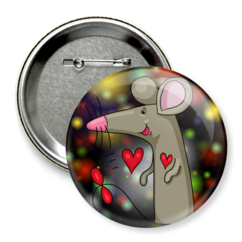 Значок 75мм с принтом Мышь