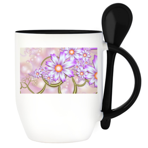 Кружка с ложкой с принтом Весна