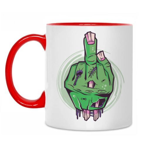 Кружка с принтом Средний палец мертвеца