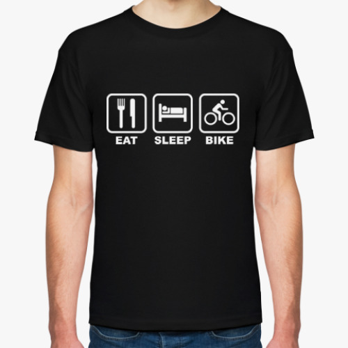 Футболка с принтом Eat Sleep Bike