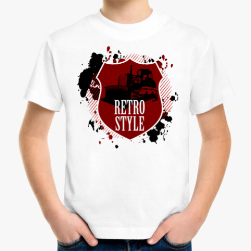 Детская футболка с принтом retro style traktor