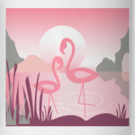 фламинго в лучах ванильного заката