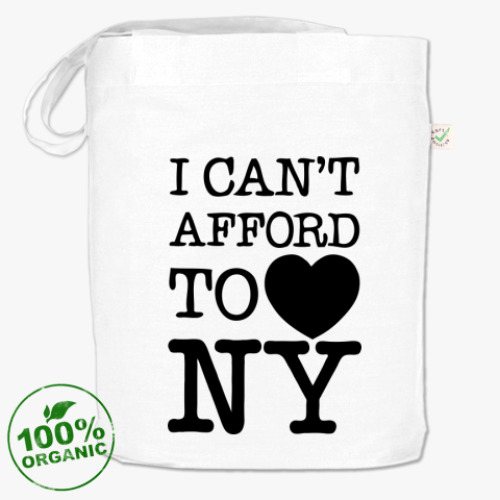 Сумка шоппер с принтом I can't afford to love NY