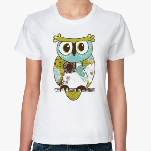 Классическая футболка с принтом Сова