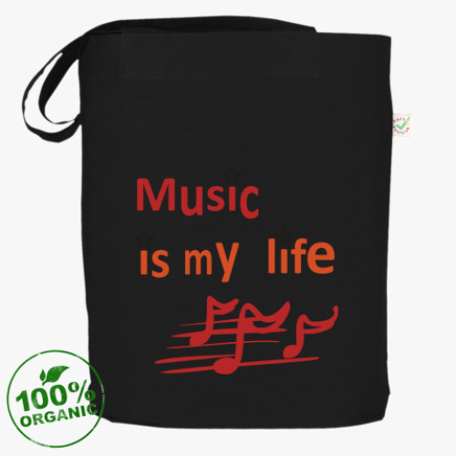 Сумка шоппер с принтом Music is my life
