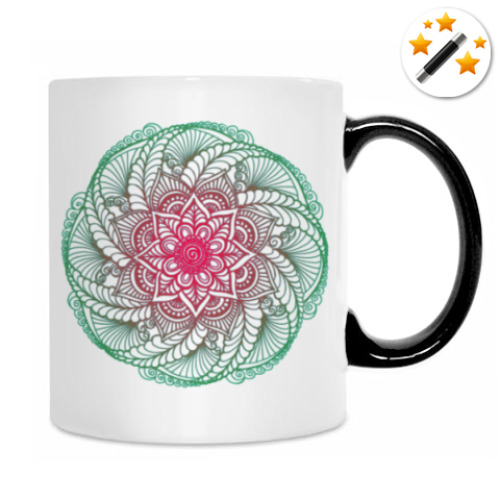 Кружка-хамелеон Цветок-мандала