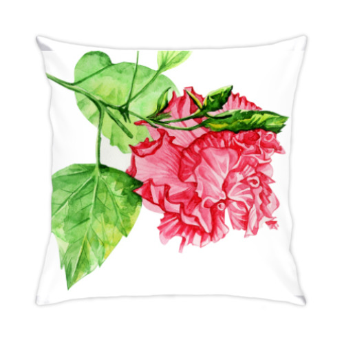 Подушка с принтом махровый гибискус