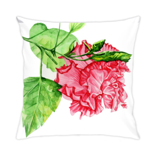 Подушка с принтом махровый гибискус