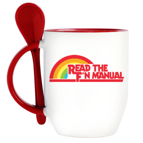 Кружка с ложкой Read the fucking manual RTFM