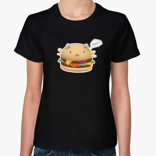 Женская футболка Кот бургер