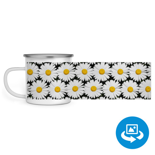 Эмалированная кружка (круговая запечатка) с принтом Ромашки