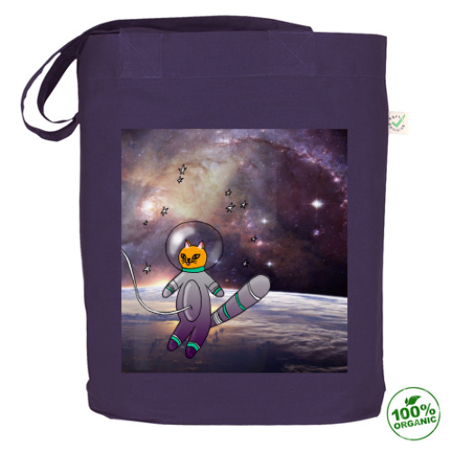 Сумка шоппер с принтом Кот космонавт