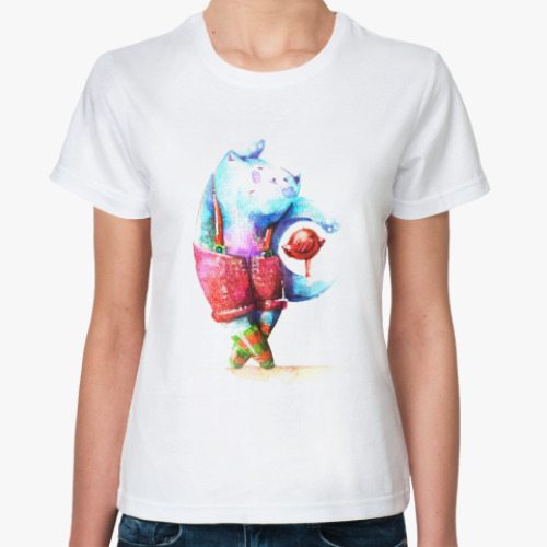 Классическая футболка Акварельный кот