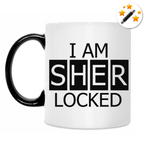 Кружка-хамелеон с принтом I Am SHER LOCK