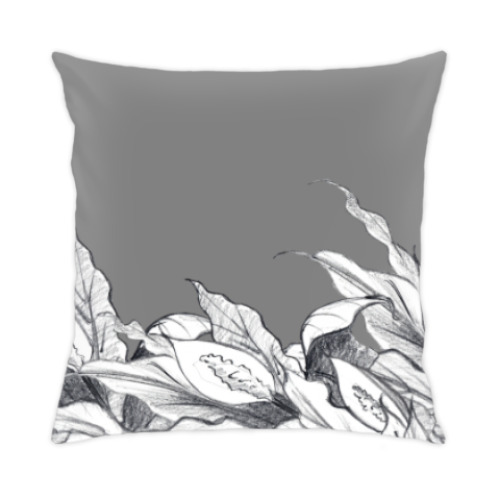 Подушка с принтом Спатифиллумы, графика