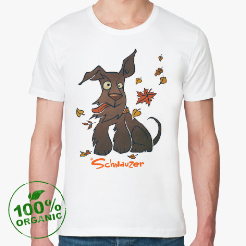 Футболка из органик-хлопка с принтом Осенний шнауцер